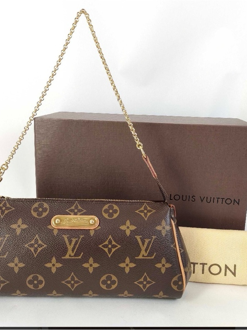 Louis Vuitton Eva Monogram Mini Shoulder Pochette in Brown and Gold